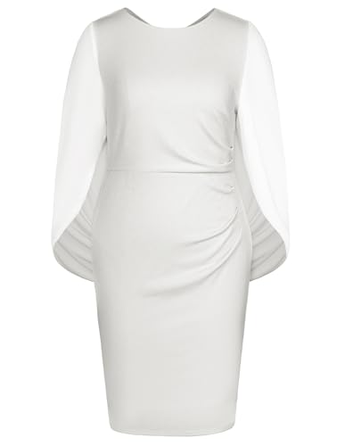 Image of Hanna Nikole Women Plus Size Chiffon Cape Dresses Ruffle Style Midi Bodycon Cocktail Dress