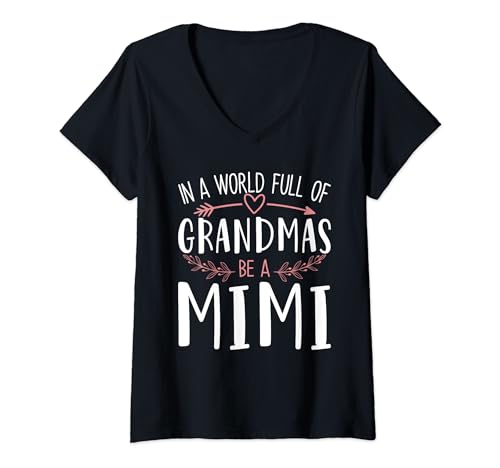 Damen In A World Full Of Grandmas Be A Mimi Vintage Sunflower Idea T-Shirt mit V-Ausschnitt