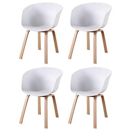 4 Chaises De Salle à Manger, Fauteuil Scandinave Moderne, Chaise De Salon Chaise De Cuisine Avec Pieds En HêTre De Qualité SupéRieure, Convient Pour La Cuisine, La Salle à Manger, Le Salon (Blanc) Cover