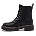 Athlefit Women's Black Combat Ankle Boots Platform Chunky Low Heel Boots Fashion Lug Sole Lace Up Booties Size 9