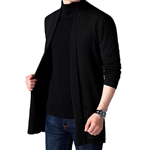 HZCX FASHION Mens Open Front Cardigan Shawl Collar Lightweight Fall Sweater