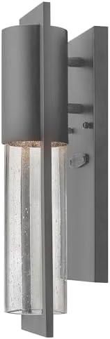 Hinkley Shelter Medium Outdoor Wall Mount Lantern, Minimalist Style, Dark Sky-Compliant, Solid Aluminum/Clear Seedy Glass, Hematite