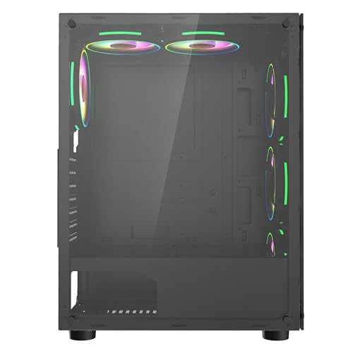 CiT Mirage Black Mid-Tower PC Gaming Case ATX with 2 x Tempered Glass Panels - 30% Tint Tempered Glass Side Window with 4 x Infinity 120mm ARGB Dual-Ring Fans & 6-Port Hub Included - Image 11