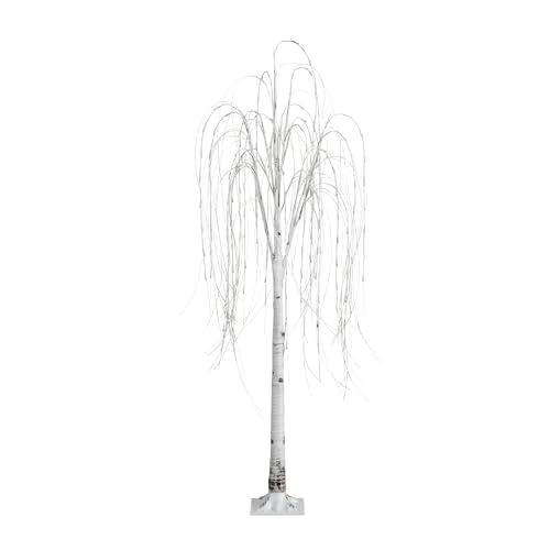 Nearly Natural 6ft. Pre-Lit Artificial White Weeping Willow Tree with 160 Warm White LED Lights