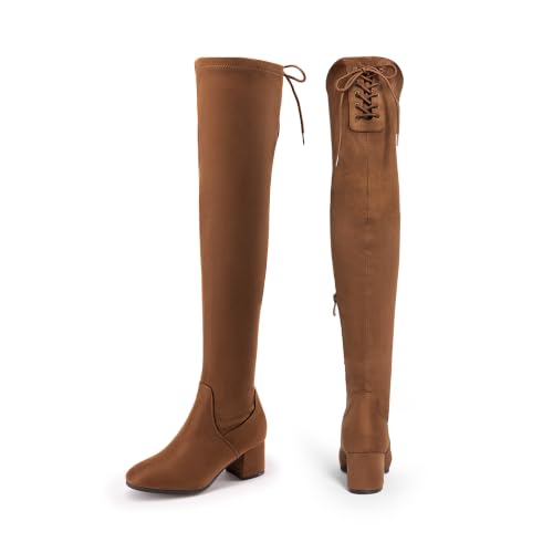 DREAM PAIRS Women's Over The Knee Thigh High Boots,Brown/Suede,8.5 - image 8