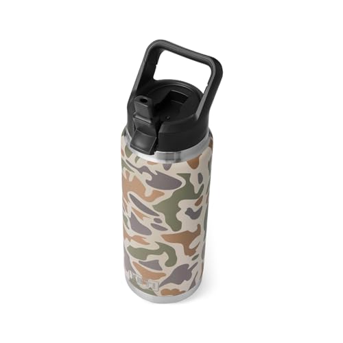 YETI Rambler Straw Bottle, Stainless Steel Vacuum Insulated Bottle with Straw Cap, Tan/Camo, 26 oz (769 ml)
