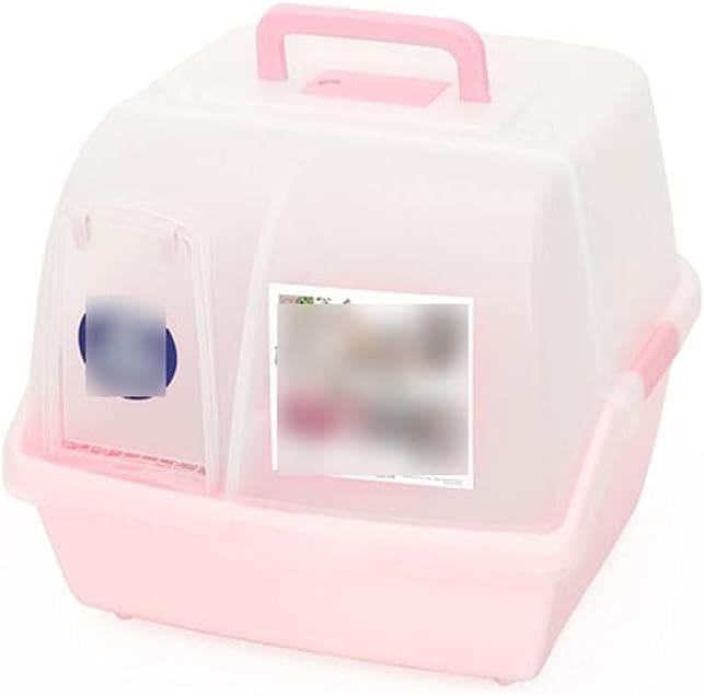 Long Aisle Fully Enclosedwith Handles Cat Tray Splash-Proof and Deodorant Cat Toilet Easy to Carry Cat Litter Pan (C)