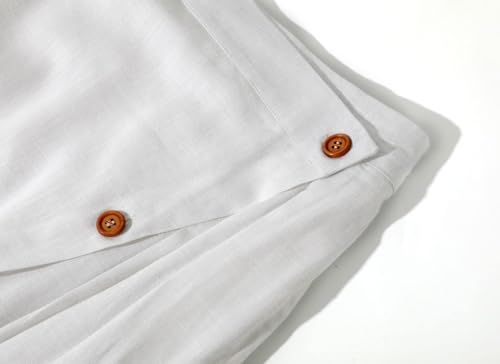 ebossy Women's Summer Linen Skirts Casual Elastic Waist Buttoned A-Line Midi Skirts with Pockets3