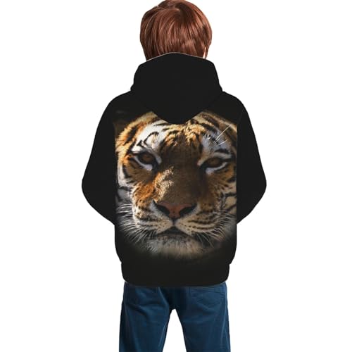 Tiger And Galaxy Boy, Girls Sports Shirt Youth Pullover Fashion Hooded Sweatshirt2