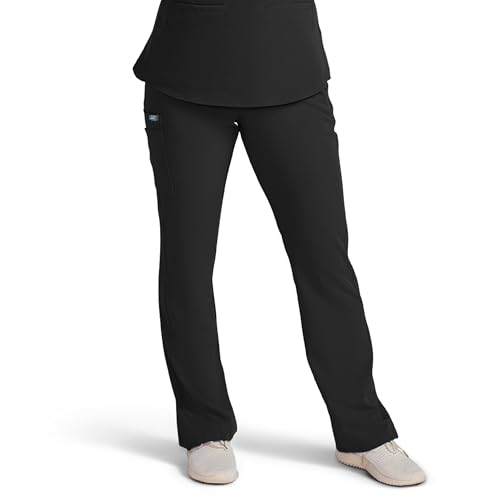 Image of AVE Varick Women's 6-Pocket Straight Leg Scrub Pants, Black, Medium Petite