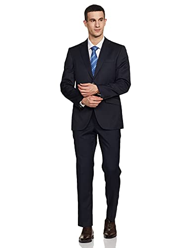 Image of Raymond Wool Blend Men's Full Sleeve Contemporary FIT Dark Blue Formal Suit