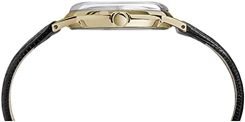 Timex Men's Marlin Hand-Wound 34mm Watch – Silver-Tone Dial Gold-Tone Stainless Steel Case Black Leather Strap