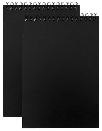 2Pack A5 Black Sketch Pad Sketch Books Spiral Bound Hardback160GSM Sketch Books Drawing Paper with Acid Free (2A5)