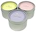 Candlecopia Honeysuckle Jasmine, French Lavender and Sweet Rose Strongly Scented Sustainable Vegan Natural Soy Travel Tin Candles, 3-Pack