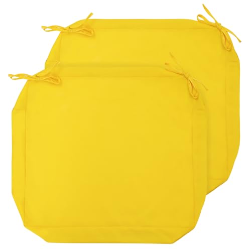 IN4 Care Patio Cushion Covers with Ties, 2 Pack, Outdoor Water Resistant Deep Seat Chair Cushion Slipcover 20x18x4 Inch for Garden Couch Sofa (Replacement Cover Only)-Yellow