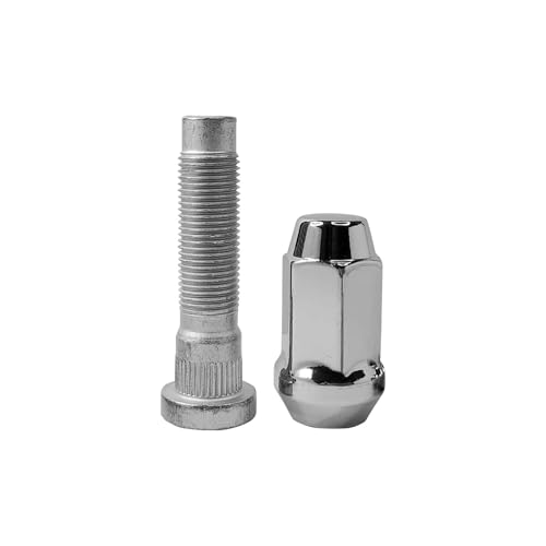 Image of 1 /2-20 Chrome Wheel Lug Stud Nut Set Compatible with 2009-2019 Ford Edge Explorer Flex Taurus Police Interceptor Lincoln MKS MKX MKT 611-094 610561 (4PCS)