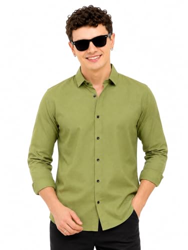 Image of Zilcon Linen Shirts for Men Casual Button Down Long Sleeve Shirt Solid Summer Beach Hawaiian Shirts