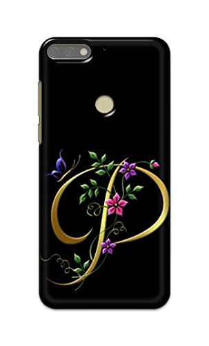 Image of Printed Hard Back Cover Case for Honor 7C | Huawei Y7 Prime 2018 | Huawei Y7 2018 | Nova 2 Lite Back Cover (Alphabet P) -1803