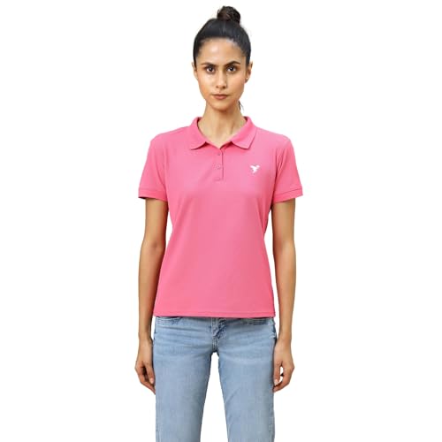 Image of TECHNOSPORT Womens Polyester Slim Fit Solid Half Sleeve Polo Matpiq T-Shirt with Techno Dry, Anti Static for Regular Use