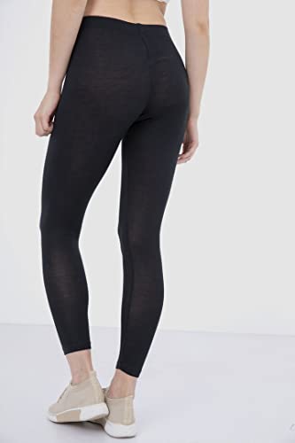 Carina Womens Cotton Solid High Rise Elastic Waist Leggings Pant, Color Black, Size 3XL