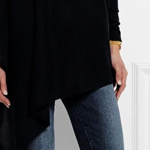 Women's Irregular Hem Turtleneck Sweater Casual Loose Fall Pullover Top Solid Color Asymmetric Knit Tunic Sweater3