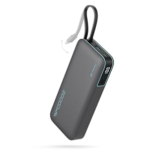 CUKTECH 20000mah Power Bank, 45W Powerbank mit Integriertem USB-C Kabel, Externe Handyakkus mit Schnellladefunktion, Externer Akku mit Digitales Display für iPhone 16/15 Pro Max, MacBook, Galaxy S25