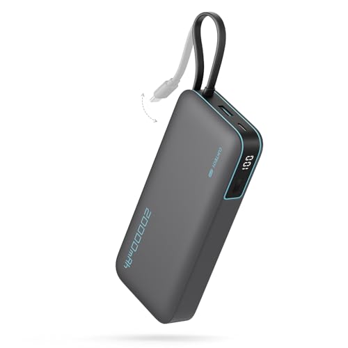 CUKTECH 45W Batterie Externe 20000mAh Power Bank, Batterie Externe Charge Rapide avec Cable Intégré USB C, Batterie Portable pour iPhone 17/16/15/14/13, Samsung,...