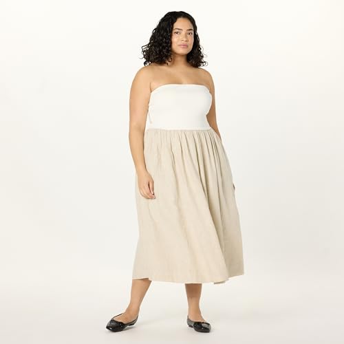Image of The Drop Womens Hellen Strapless Mixed Media Maxi Dress
