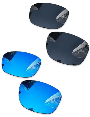 Image of 2 Pairs Ploarized Replacement Lenses for Oakley Split Shot OO9416 Sunglass - Black + Ice Blue