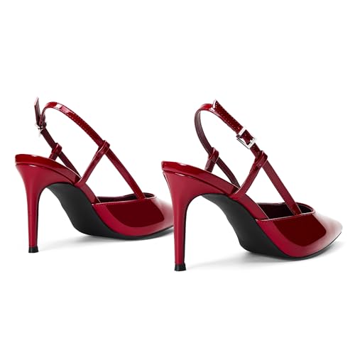 Image of Elisabet Tang Women's Kitten Heel Slingback Low Pumps 3 Inches Stiletto Pointed Closed Toe Elegant Dressy Bridal Wedding Party Shoes