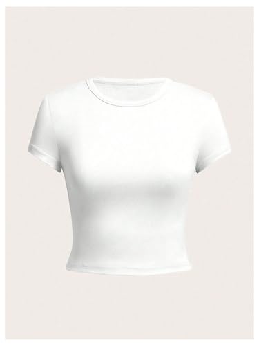 OYOANGLE Girl's 4Pcs Crew Neck Short Sleeve T Shirt Casual Basic Slim Fit Tee Top4