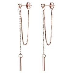 chain stud earrings/rose gold