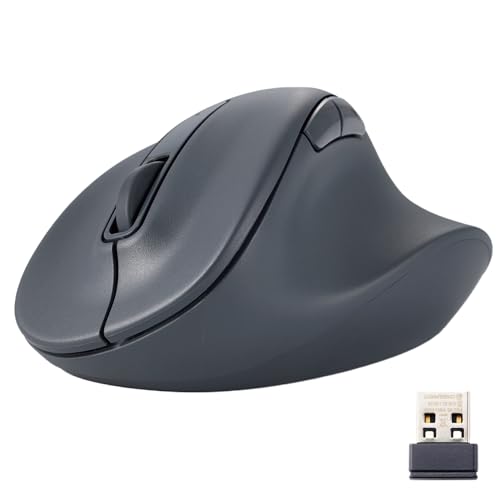 ELECOM Wireless Ergonomic Shape Mouse, 2.4GHz with Mini USB Receiver, Silent Click, Right Hand 2000DPI, 5 Buttons, Optocal Sensor, Compatible with PC, Mac, Laptop, EX-G, Msize Black (M-XGM30DBSKBK)