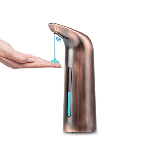 GULICA Soap Dispenser Automatic, Touchless Liquid Soap Dispenser, with Infrared Motion Sensor, Waterproof, 400ml/13oz, Red Copper