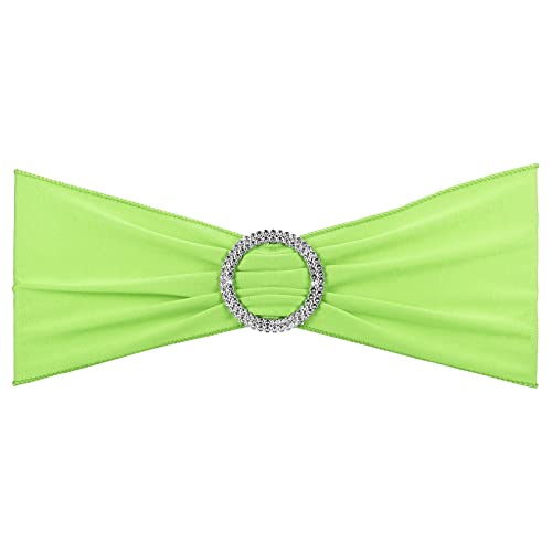 PATIKIL 14x5 Estiramiento Silla Fajas Lazos, 10 Paquete Elástico Silla Bandas Fajas con Hebilla Deslizador para Boda Banquete Decoraciones, Claro Verde