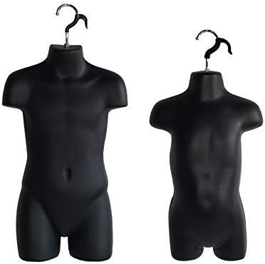 The Competitive Store Toddler and Child Mannequin Forms Set Use with Boys and Girls Clothing 18MO-7 Kid Sizes, Black