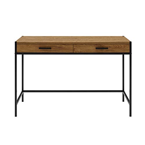 Caffoz-48-Writing-Desk-Study-Computer-Desk-Brown-Mahogany-Laptop-PC-Table-Workstation-with-2-Drawers-for-Home-Office-Storage-Space-Saver
