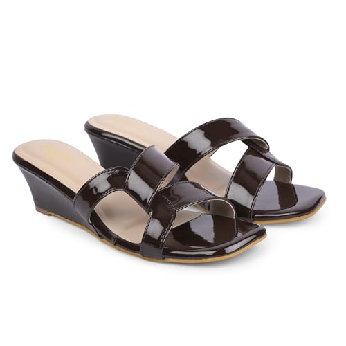 Image of Women Girls Comfortable Slip-On Glossy Sandals - Stylish All Day Comfort Ladies Footwear for Daily Wear