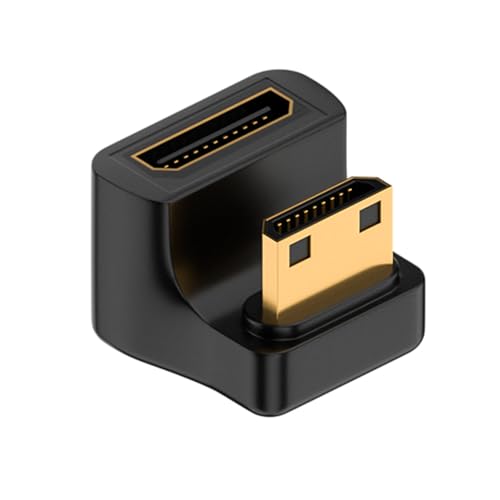 QIANRENON 8K Mini HDMI U Shape Angle Adapter UHD2.1 Male to Female 180 Degree Down HD Display Connector, LED Light, for DSLR Portable Camcorder Tablet PC (Positive)