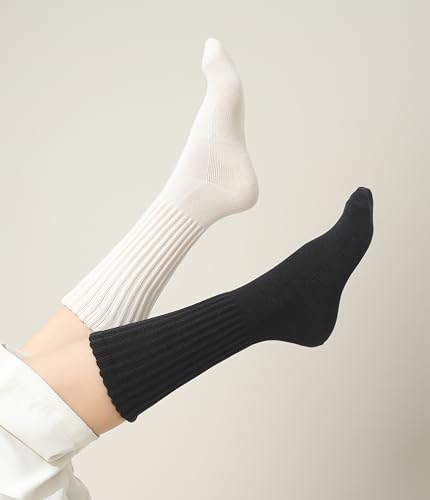 3-Pair Cotton Crew Slouch Socks Womens Scrunch Ribbed Soft Retro Boot Calf Sock 7