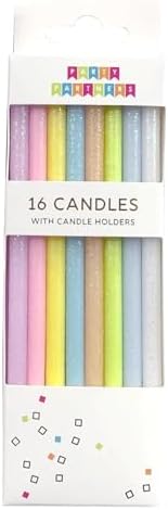 Party Partners 16-Count Deluxe Birthday Candles, 4.75" Tall, Pastel Glitter Rainbow image 3