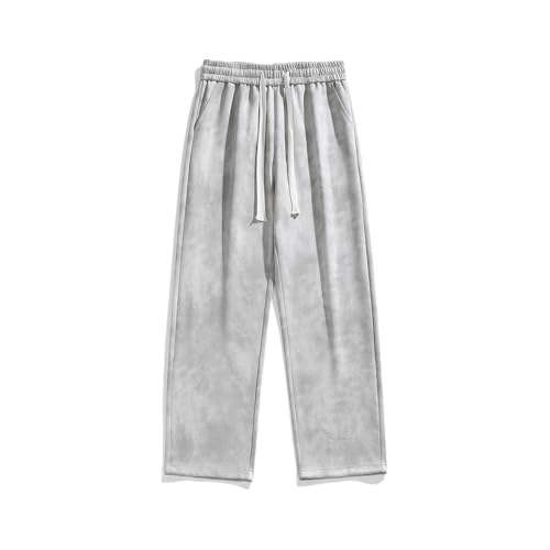 Stylish Comfort Loose Fit Suede Pants Men, Straight Sweatpants Elastic Waist Drawstring, Men's Casual Pants