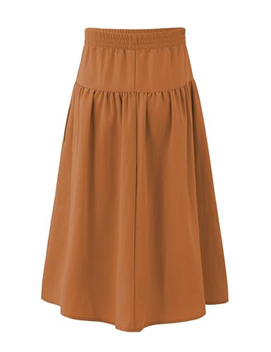Image of Girls' Skirt A-Line Long Skirt School Uniform Skirt with Pockets, 4-13Y