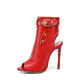 GZHMMAN De Las Mujeres Boca de Pez Sandalias Zapatos Individuales Botines Botines Destalonado Punta Puntiaguda Tacones Finos Tacón Alto 11 Cm de Alto,Red,44