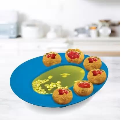 YEKDA Panipuri GOL-Gappe Serving Plates, Food-Grade Plastic Plates (Pack of 4, Assorted Color) 1