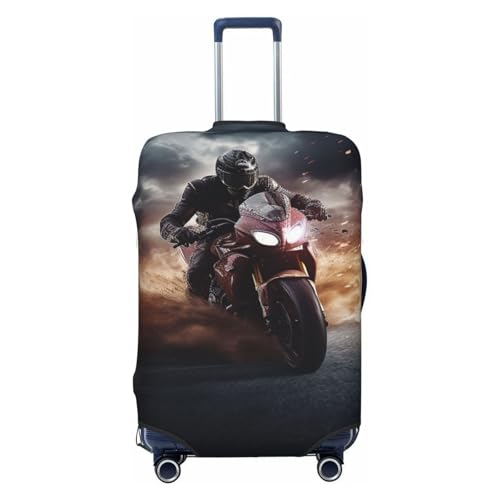Elastic Travel Luggage Cover for Suitcase Tsa Approved Stretch Scratch-Resistant Suitcase Protector Cover Washable Man Ride A Motorcycle Baggage Covers Fits 18-32 Inch Luggage Case