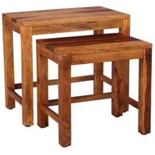 MODWAY Sheesham Wood Nesting Tables Set of 2