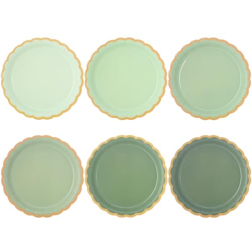 JASSEWRLY 48 Pcs Sage Green Scalloped Party Paper Plates Disposable 9 Cute Sage Green Dinner Baby Bridal Shower Dessert Birthday Paper Plate for Baby Shower Wedding Party Supplies
