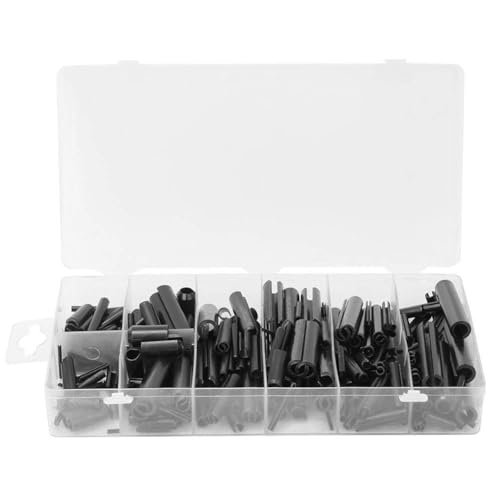 315 Pcs Slotted Cylinder Spring Pins Kit Storage Case Multiple Sizes Black Spring Steel Construction Automotive Engine Industrial Applications