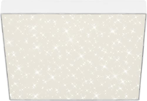 BRILONER - LED Deckenlampe mit Sternenhimmel, rahmenlos, neutralweiße Lichtfarbe, LED Lampe, Deckenleuchte, Wohnzimmerlampe, Schlafzimmerlampe, Küchenlampe, 28,7x28,7x3,6 cm, Weiß